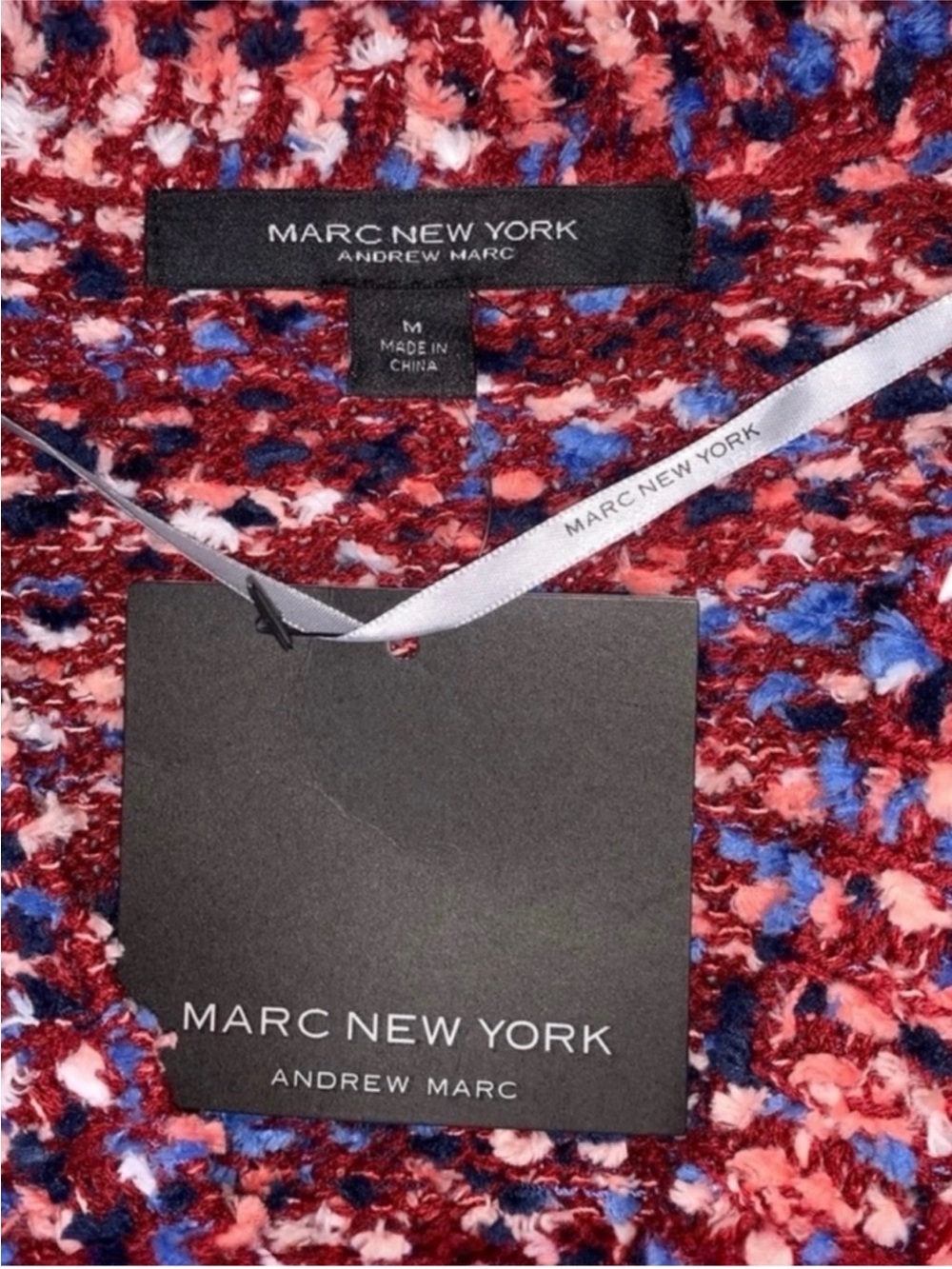 Marc New York Bouclé Confetti Cardigan Burgundy Multi Medium NWT Cozy Knit - Picture 4 of 13